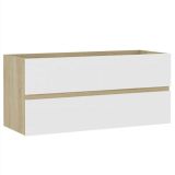 Mueble fregadero blanco y roble Sonoma 100×38,5×45 cm aglomerado