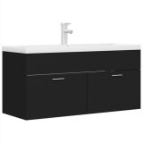 Mueble para fregadero con lavabo integrado de aglomerado negro