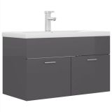 Mueble para fregadero con lavabo integrado de aglomerado gris de alto brillo