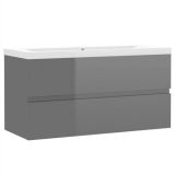 Mueble para fregadero con lavabo integrado de aglomerado gris de alto brillo