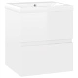 Mueble para fregadero con lavabo integrado de aglomerado blanco de alto brillo