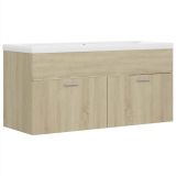 Mueble para fregadero con lavabo integrado de madera aglomerada de roble Sonoma