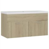 Mueble para fregadero con lavabo integrado de madera aglomerada de roble Sonoma