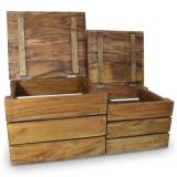 Caja de almacenamiento de 2 piezas de madera maciza recuperada