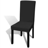 Funda de silla recta estirable 4 piezas Negro