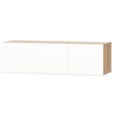 Mueble TV Aglomerado 120x40x34 cm Alto Brillo Blanco y Roble