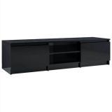 Mueble de TV de aglomerado negro de alto brillo 140x40x35,5 cm
