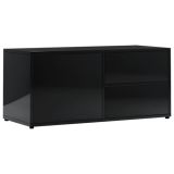 Mueble de TV de aglomerado negro de alto brillo 80x34x36 cm