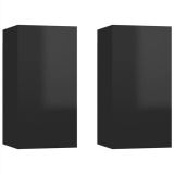 Armarios para TV 2 pz. Negro brillante 30,5x30x60 cm Tablero aglomerado