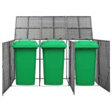 Caseta de basura triple antracita 229x78x120 cm Poly Rattan