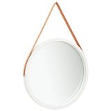 Espejo de pared con correa 60 cm Blanco