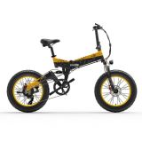 Bicicleta Eléctrica Plegable BEZIOR XF200 20×4.0 pulgadas 15Ah 1000W Negro Amarillo