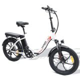 FAFREES F20 Bicicleta eléctrica Marco plegable de 20 pulgadas E-bike Engranajes de 7 velocidades con batería de litio extraíble 15AH – Blanco