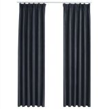 Cortinas opacas con ganchos 2 piezas Antracita 140×175 cm